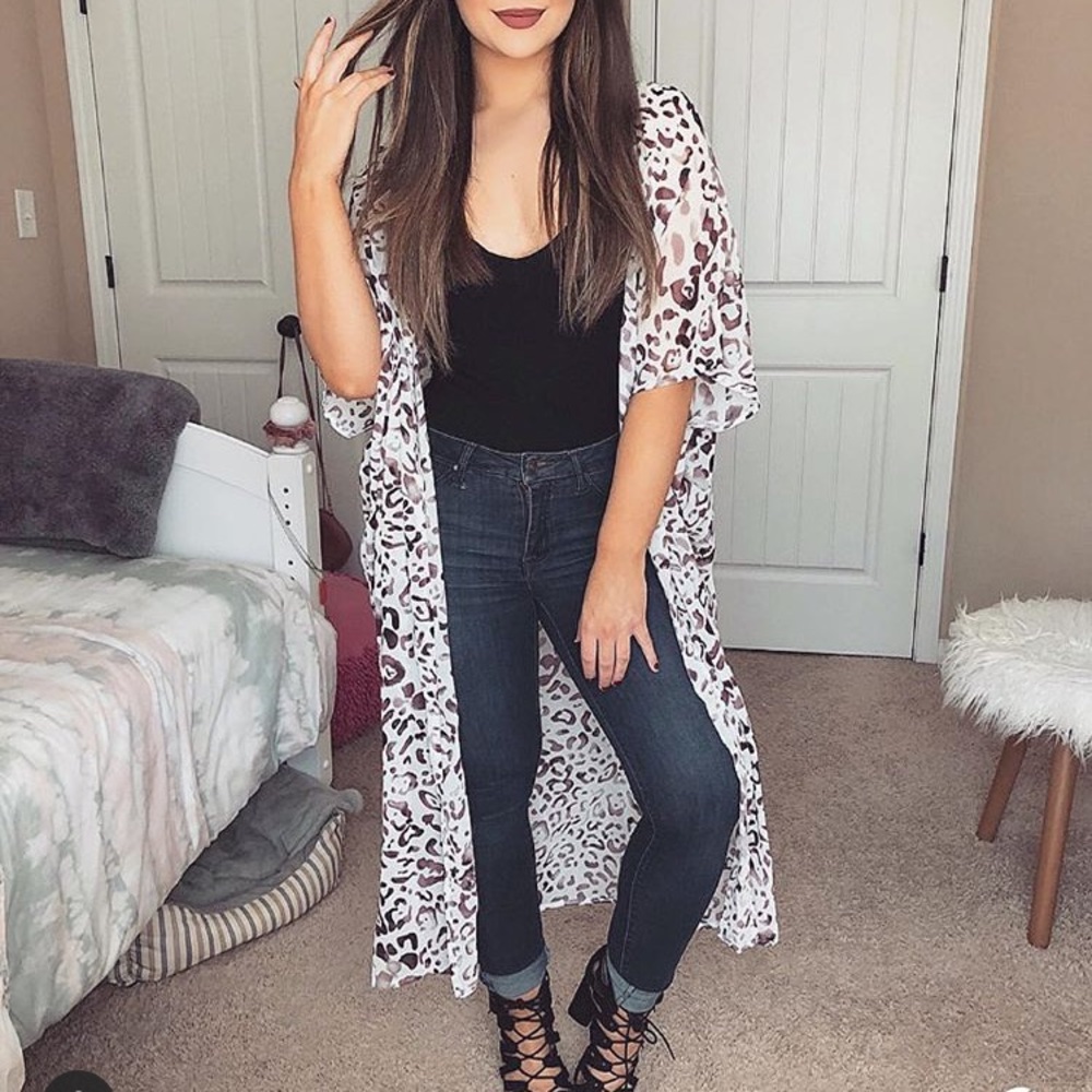 Leopard print kimono